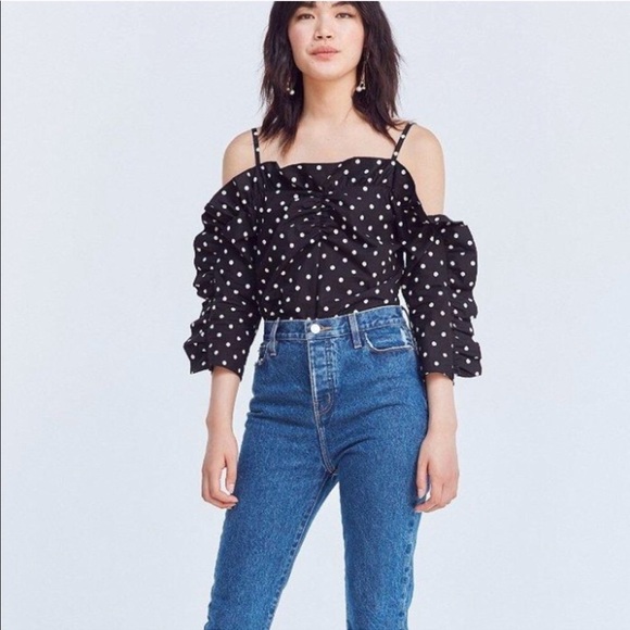 silent + noise polka dot ruffle off shoulder top - Picture 5 of 7